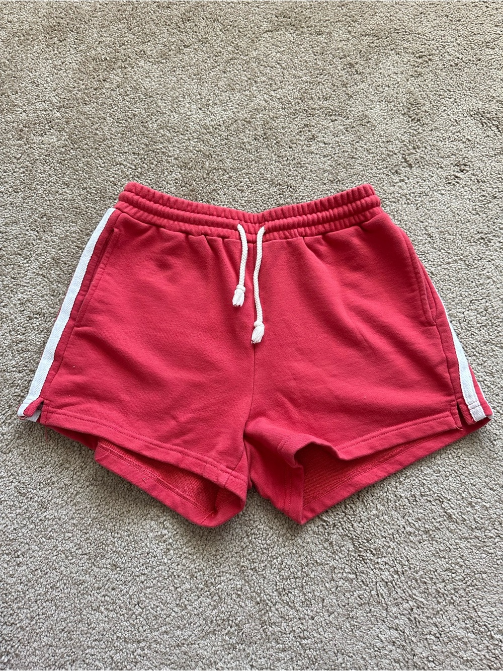Apres June Women’s Red Athletic Drawcord Shorts with Side Stripe